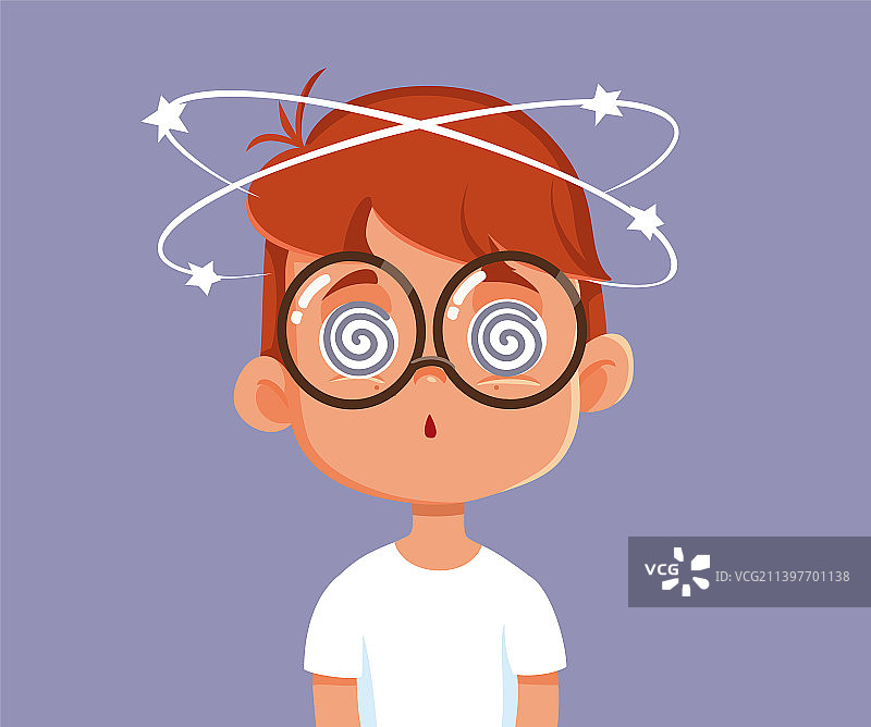 小男孩头晕恶心卡通图图片素材