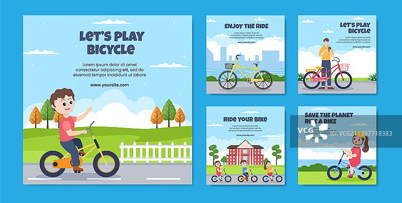 一起骑自行车社交媒体模板图片素材