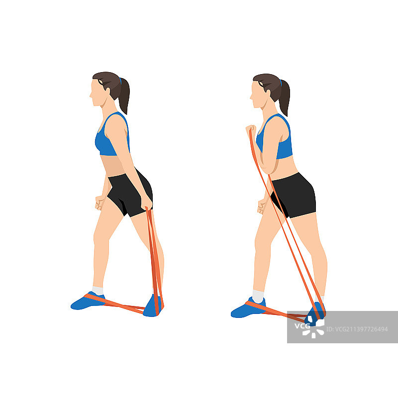 使用长阻力带的肱二头肌侧拉图片素材
