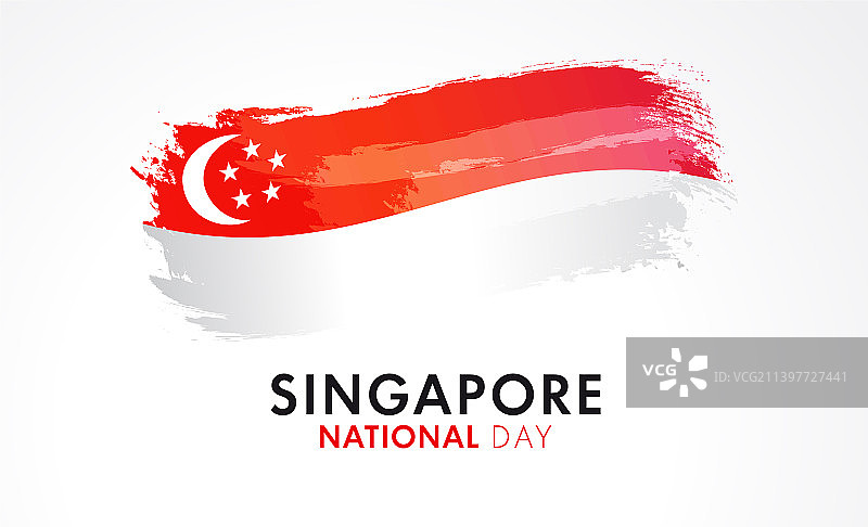 新加坡国庆日水彩旗帜banner图片素材