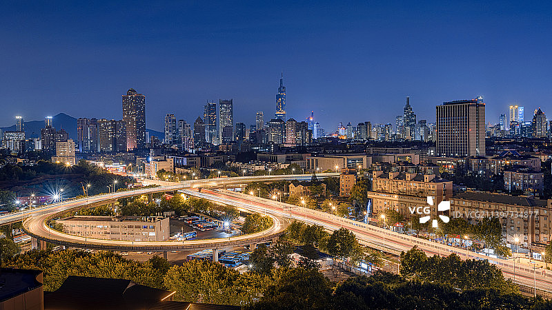 南京古平岗立交繁华夜景图片素材