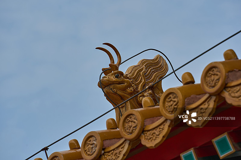 北京故宫屋脊兽鸱吻特写镜头图片素材