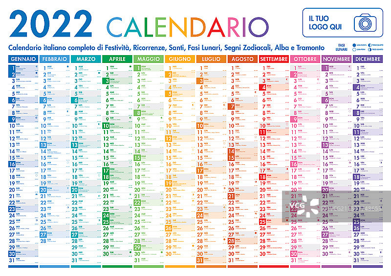 2022意大利竖版日历图片素材