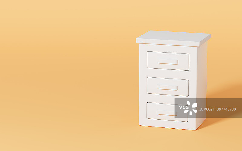 白色带有抽屉的柜子3D渲染图片素材