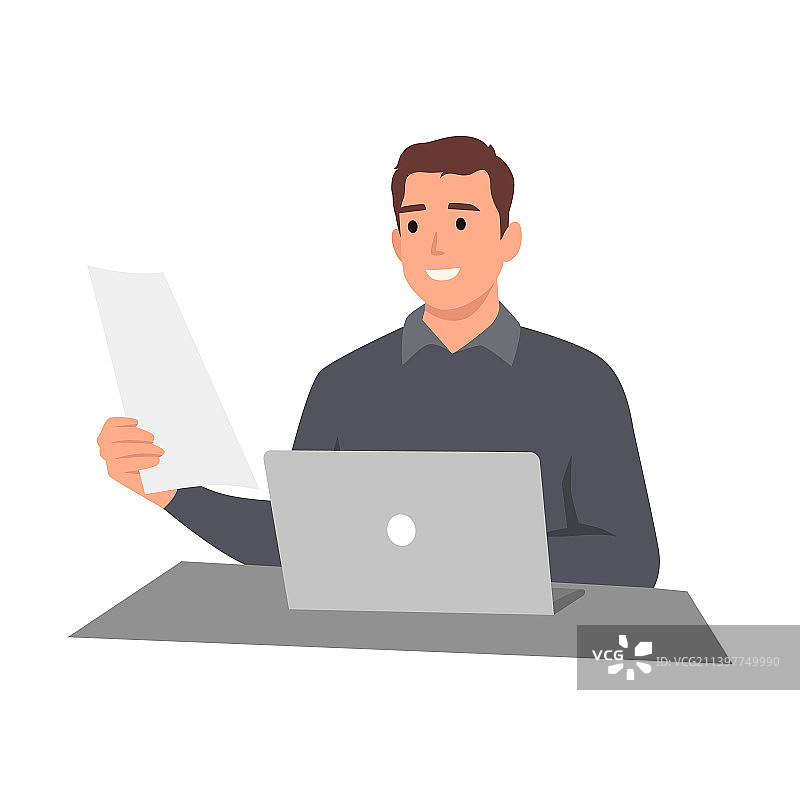 在办公室使用笔记本电脑的年轻男人图片素材