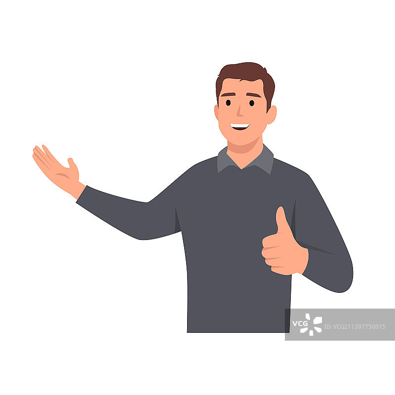 竖起大拇指表示同意的年轻男人图片素材