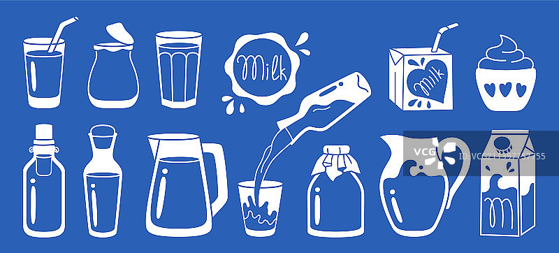 牛奶乳制品食物符号套餐装图片素材