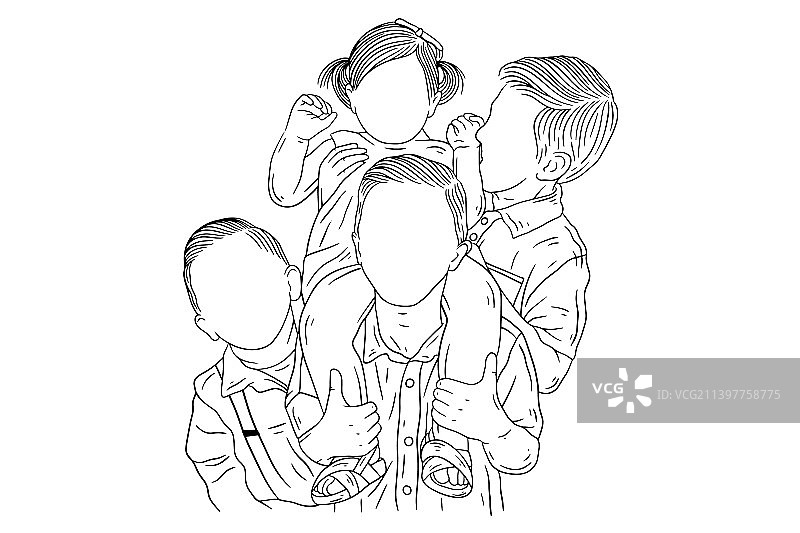 幸福家庭兄妹女儿和儿子爱孩子图片素材