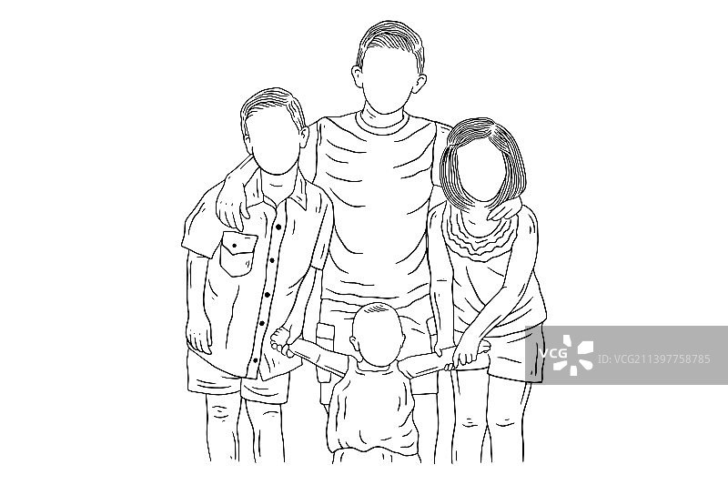 幸福家庭兄妹女儿和儿子爱孩子图片素材