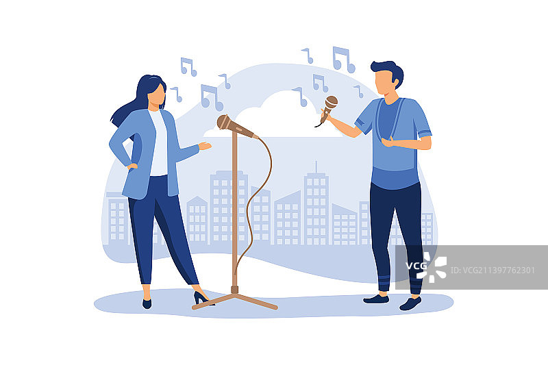 男女音乐家二重唱图片素材