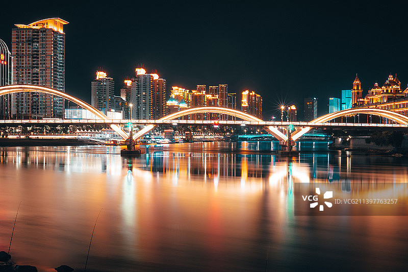 福州市城市风光地标建筑 解放大桥 江景图片素材