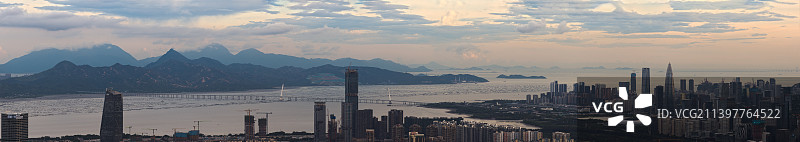 香港元朗区&深圳南山区全景图片素材