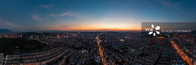 航拍湖南郴州城市夜景风光图片素材