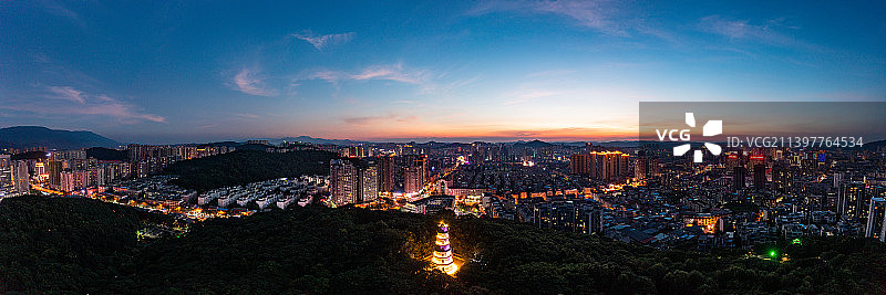 航拍湖南郴州城市夜景风光图片素材