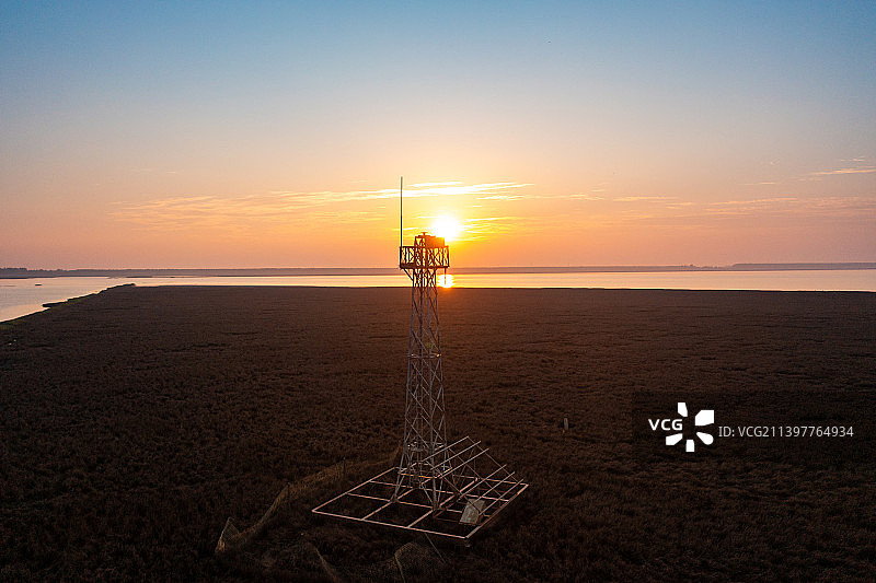 湖南岳阳洞庭湖日出图片素材
