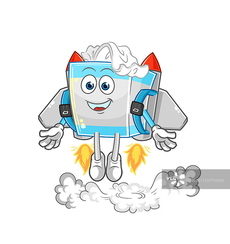带喷气背包的纸巾盒吉祥物卡通图片素材