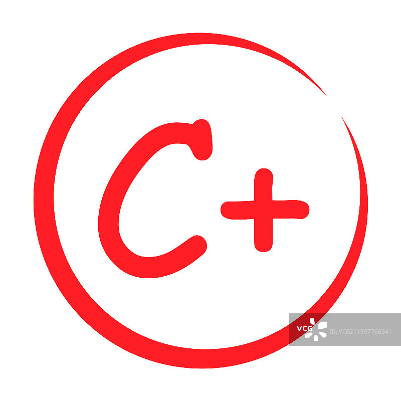 红色手绘C+等级结果图标图片素材