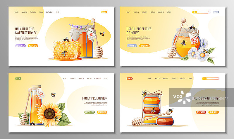 一套蜂蜜商店网页模板图片素材