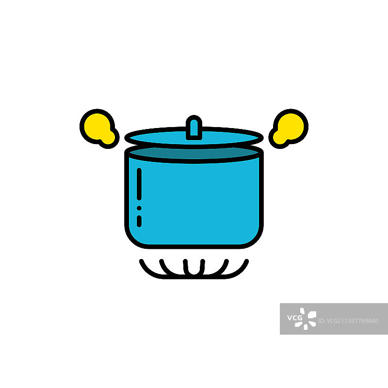 燃气灶上的煮锅图标（彩色扁平）图片素材
