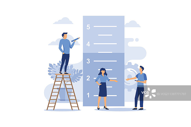 衡量数量的小人的商业概念图片素材