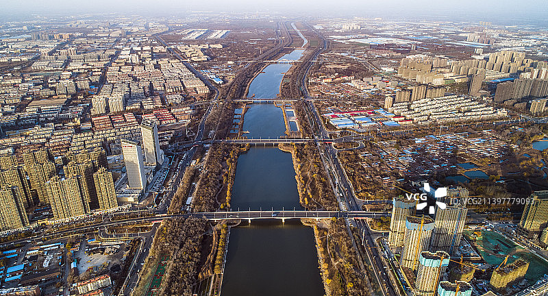 航拍山东德州岔河图片素材