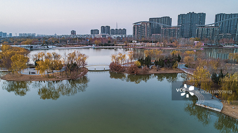 航拍山东省德州市长河公园图片素材
