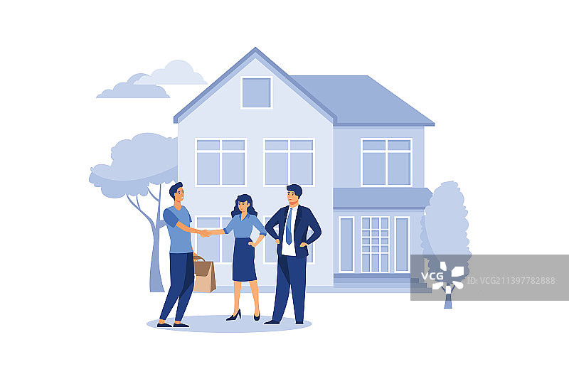 房地产经纪人与人握手图片素材