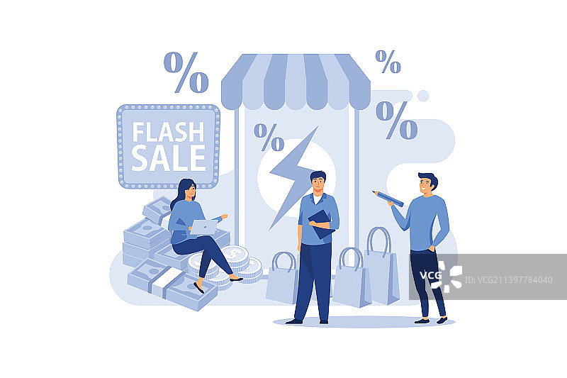 电商促销限时抢购概念人物图片素材