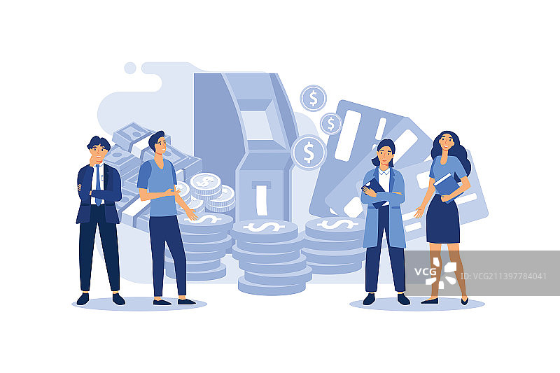 ATM机业务概念与信用卡客户图片素材