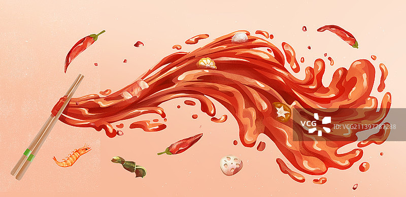 中国传统美食之火锅插画图片素材