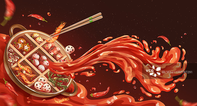 中国传统美食之火锅插画图片素材