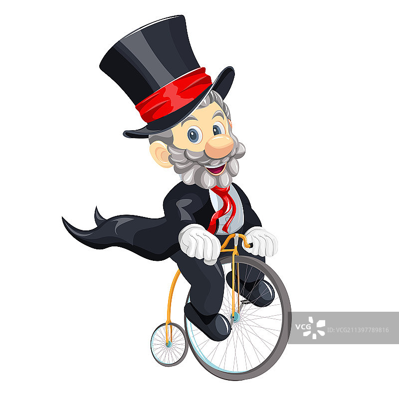 骑自行车的魔术师卡通图片素材