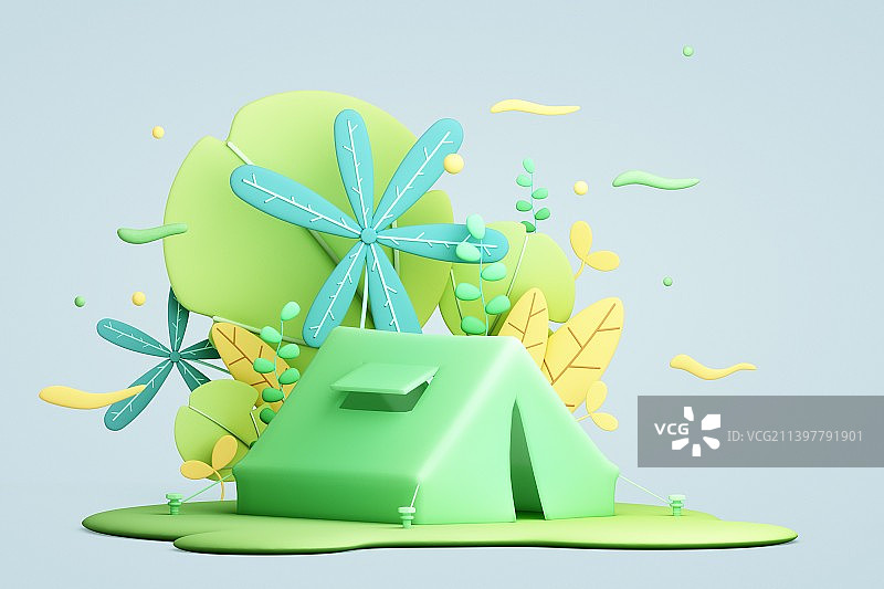 3D渲染的卡通场景图片素材