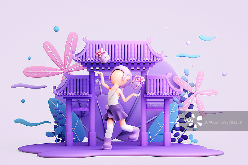 3D渲染的卡通场景图片素材