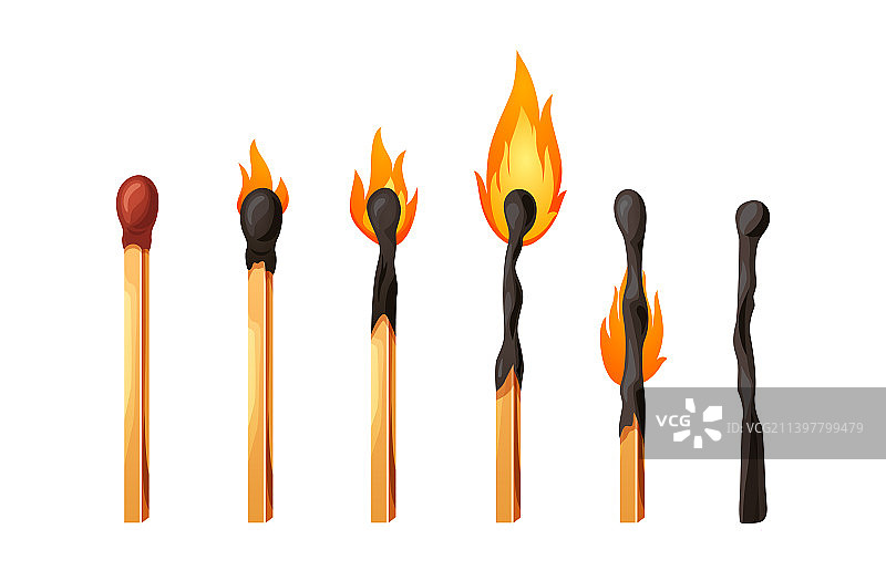 带火柴头的烧焦的火柴棍图片素材