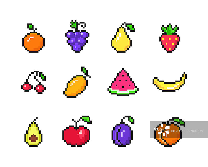 热带像素水果香蕉图案图片素材