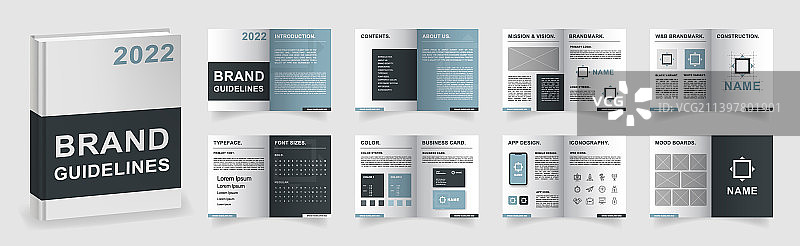 简约青色品牌指南模板图片素材