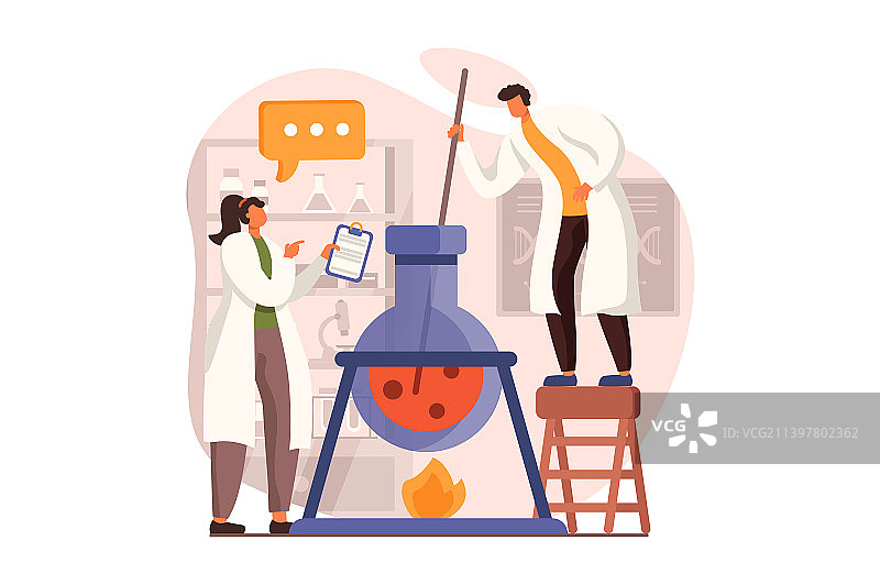 扁平化设计的科学实验室网络概念图片素材