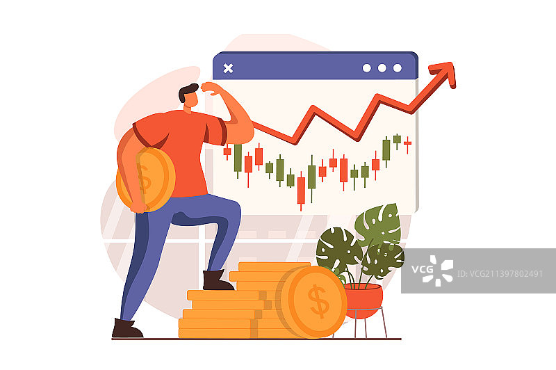 扁平风格股市网络概念图片素材