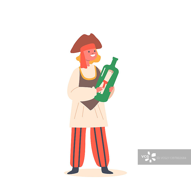 戴着三角帽、穿着水手服的滑稽女孩图片素材