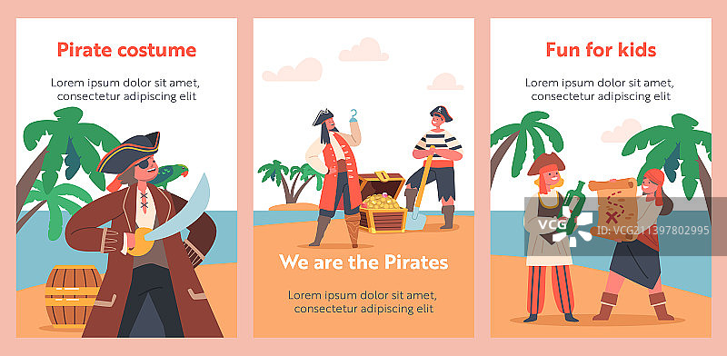 秘密岛屿海盗儿童卡通banner图片素材