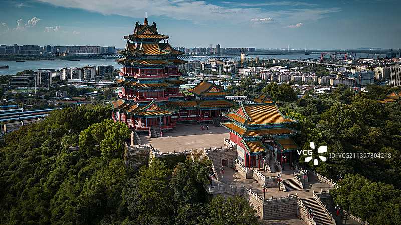 狮子山上阅江楼图片素材