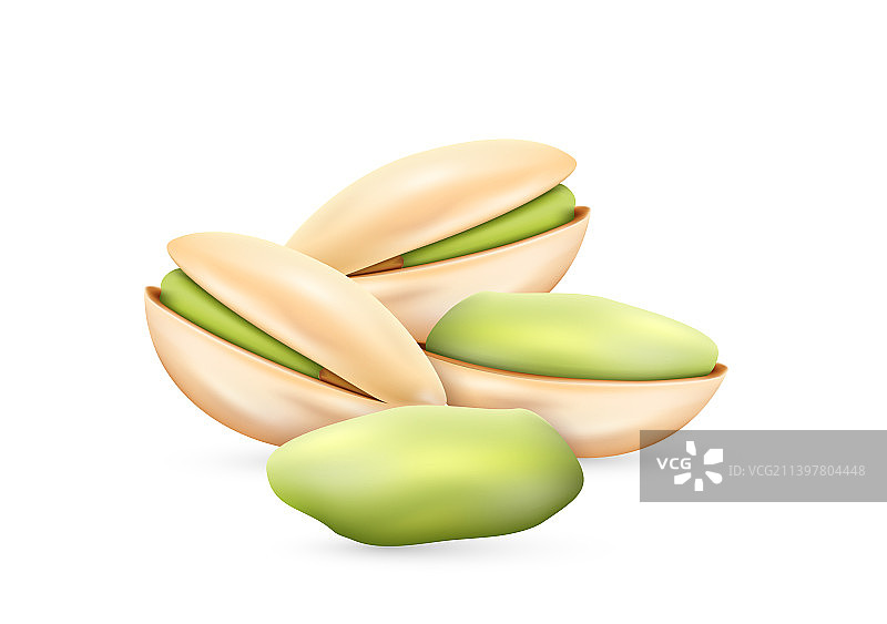 带裂壳的逼真开心果图片素材