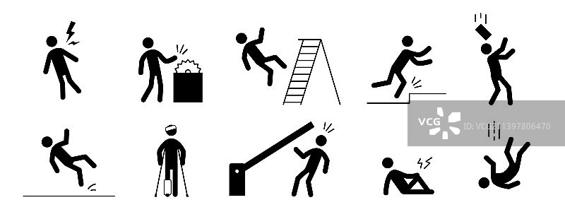 事故象形图男人图标工作安全受伤图片素材