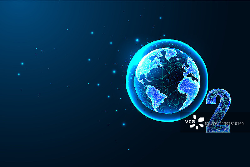 世界氧气与O2公式和星球概念图片素材