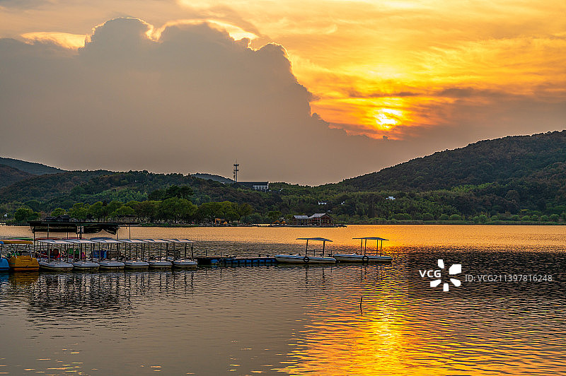 南北湖日落图片素材