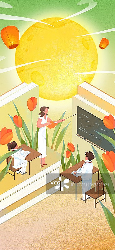 中秋节遇上教师节图片素材