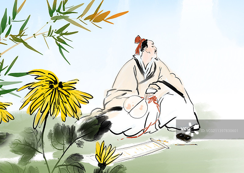 国风水墨国画菊花图片素材