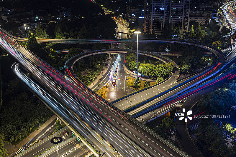 杭州复兴高架延时车流图片素材