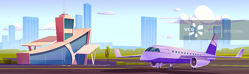 带塔台和飞机的机场航站楼图片素材